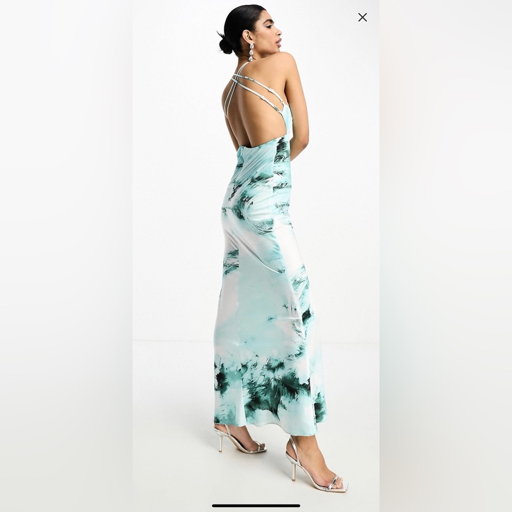 ASOS blue watercolor gown - Sz 14 - Picture 2 of 2